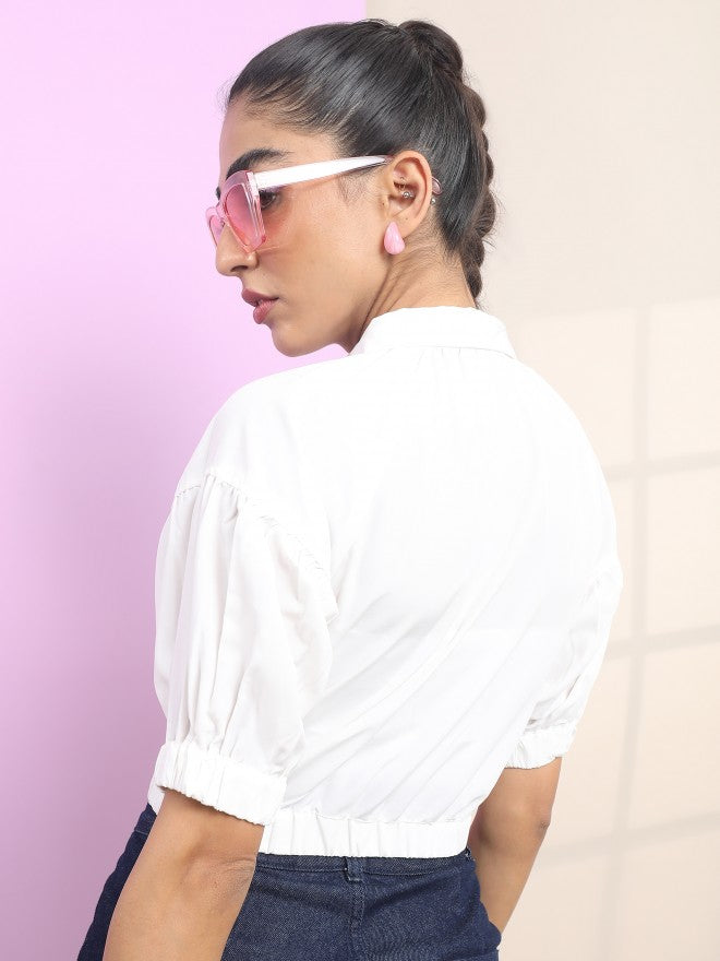 Tokyo Talkies Women White Solid Regular Top - White - Image 3