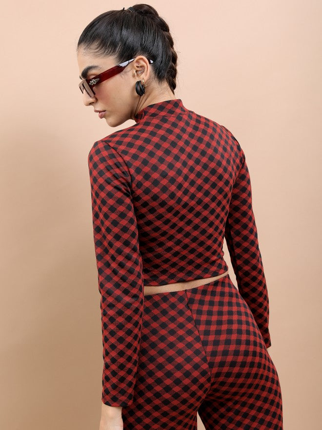 Tokyo Talkies Women Multi Checked Peplum Top - Multi - Image 3