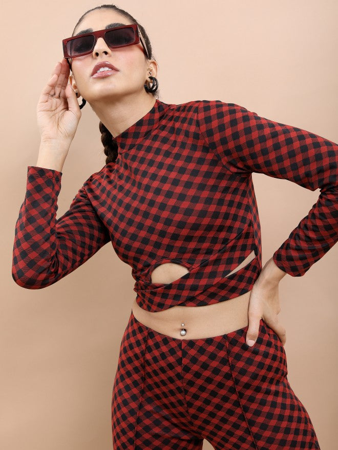 Tokyo Talkies Women Multi Checked Peplum Top - Multi - Image 4