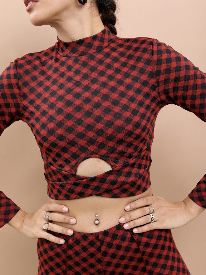 Tokyo Talkies Women Multi Checked Peplum Top - Multi - Image 5