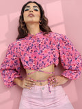 Tokyo Talkies Women Pink Printed Regular Top - Pink - Image 1