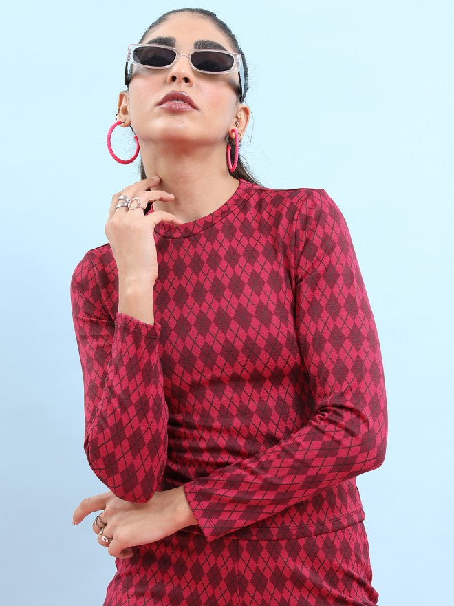 Tokyo Talkies Women Pink Printed Regular Top - Pink - Image 4