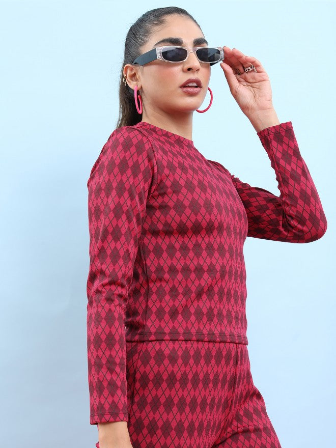 Tokyo Talkies Women Pink Printed Regular Top - Pink - Image 6