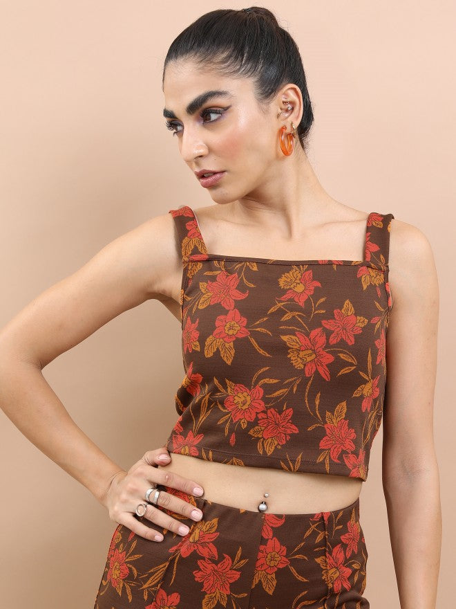 Tokyo Talkies Women Rust Printed Regular Top - Rust - Image 1