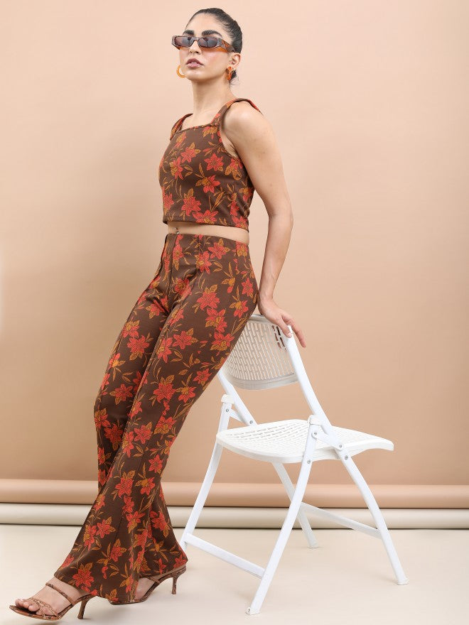 Tokyo Talkies Women Rust Printed Regular Top - Rust - Image 2