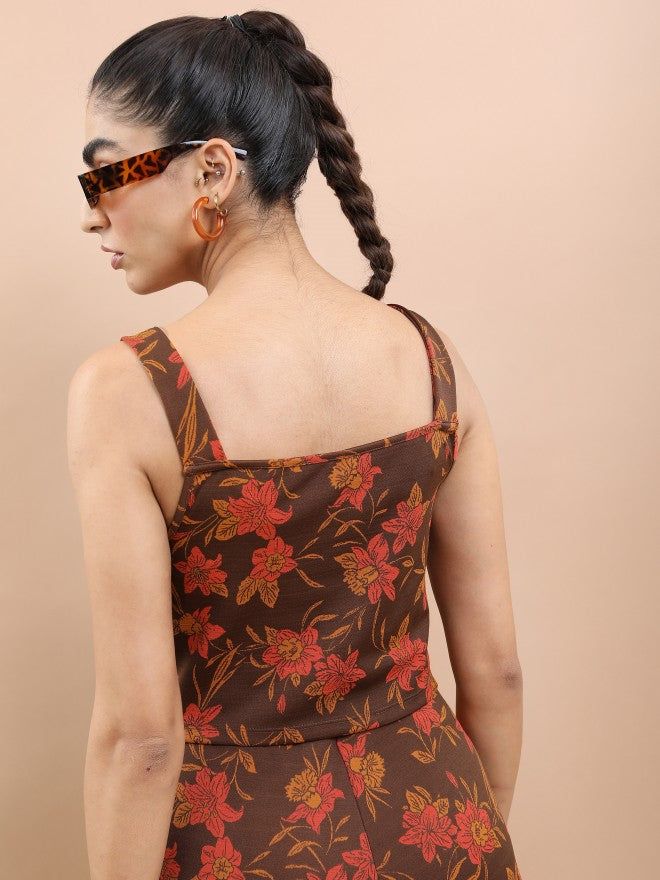 Tokyo Talkies Women Rust Printed Regular Top - Rust - Image 3
