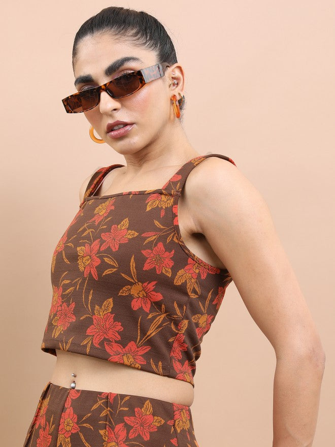 Tokyo Talkies Women Rust Printed Regular Top - Rust - Image 4