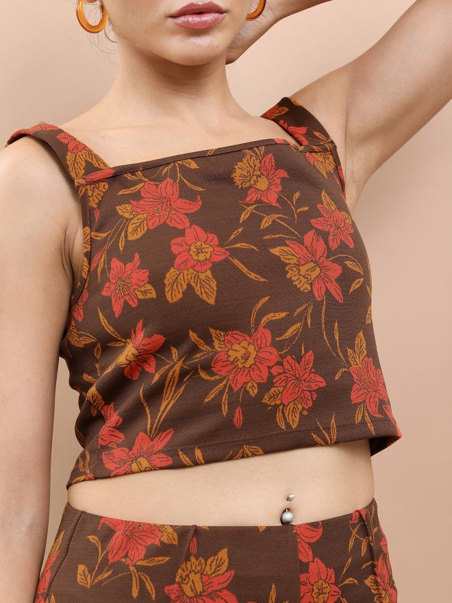 Tokyo Talkies Women Rust Printed Regular Top - Rust - Image 5