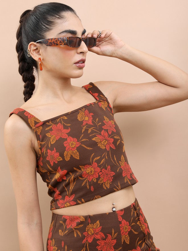 Tokyo Talkies Women Rust Printed Regular Top - Rust - Image 6
