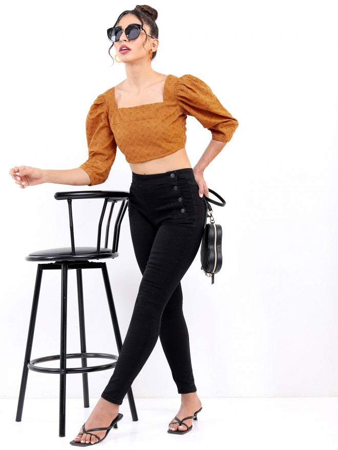 Tokyo Talkies Women Brown Knited Top - Brown - Image 2
