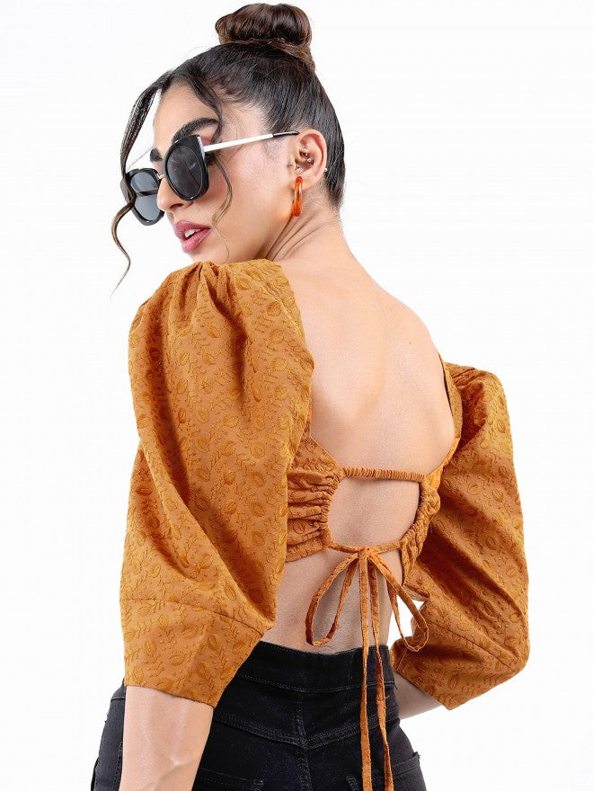 Tokyo Talkies Women Brown Knited Top - Brown - Image 3