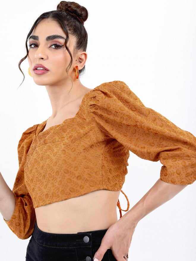 Tokyo Talkies Women Brown Knited Top - Brown - Image 4