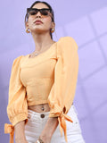 Tokyo Talkies Women Orange Solid Regular Top - Orange - Image 1