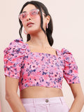 Tokyo Talkies Women Lavender Printed Regular Top - Lavender - Image 1