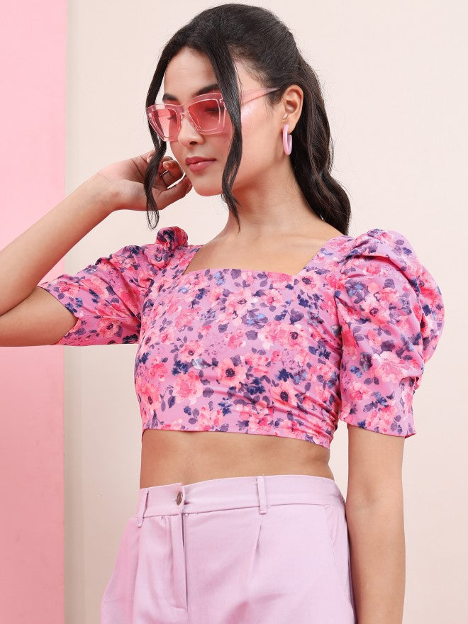 Tokyo Talkies Women Lavender Printed Regular Top - Lavender - Image 4