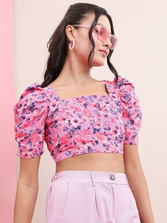 Tokyo Talkies Women Lavender Printed Regular Top - Lavender - Image 6