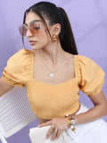 Tokyo Talkies Women Orange Solid Fitted Top - Orange - Image 1
