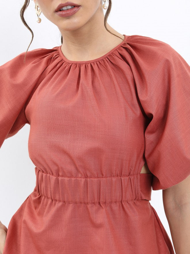 Tokyo Talkies Women Terracotta Solid Peplum Top - Terracotta - Image 6