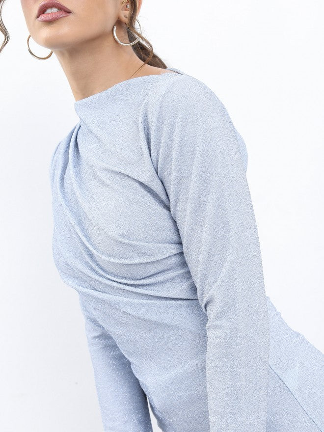 Tokyo Talkies Women Blue Solid Regular Top - Blue - Image 5