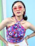 Tokyo Talkies Women Violet Printed Fitted Top - Violet - Image 1