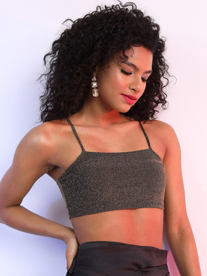 Tokyo Talkies Women Black Self Design Bralette Top - Black - Image 6