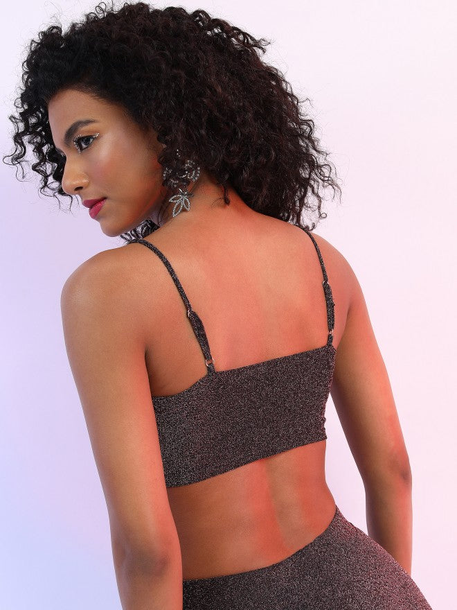 Tokyo Talkies Women Black Self Design Bralette Top - Black - Image 3
