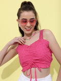 Tokyo Talkies Women Pink Self Design Regular Top - Pink - Image 1