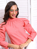 Tokyo Talkies Women Coral Solid Regular Top - Coral - Image 1
