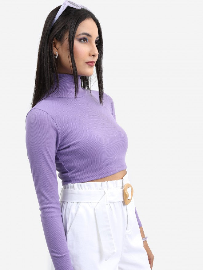 Tokyo Talkies Women Violet Solid Fitted Top - Violet - Image 6