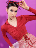 Tokyo Talkies Women Red Solid Regular Top - Red - Image 1