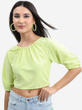 Tokyo Talkies Women Green Solid Fitted Top - Green - Image 1