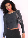 Tokyo Talkies Women Black/Blue Self Design Regular Top - Black - Image 1