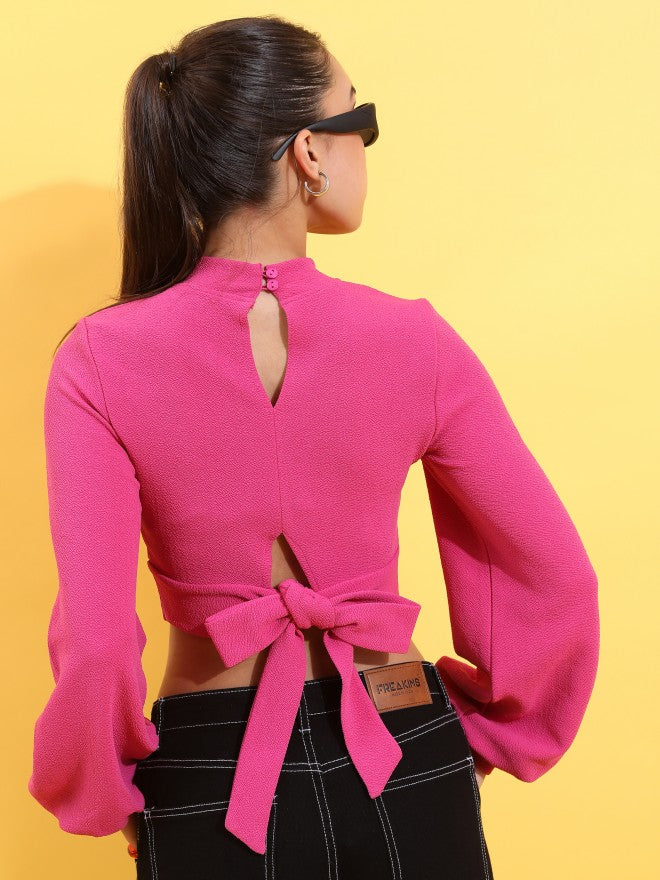 Tokyo Talkies Women Pink Solid Regular Top - Pink - Image 3