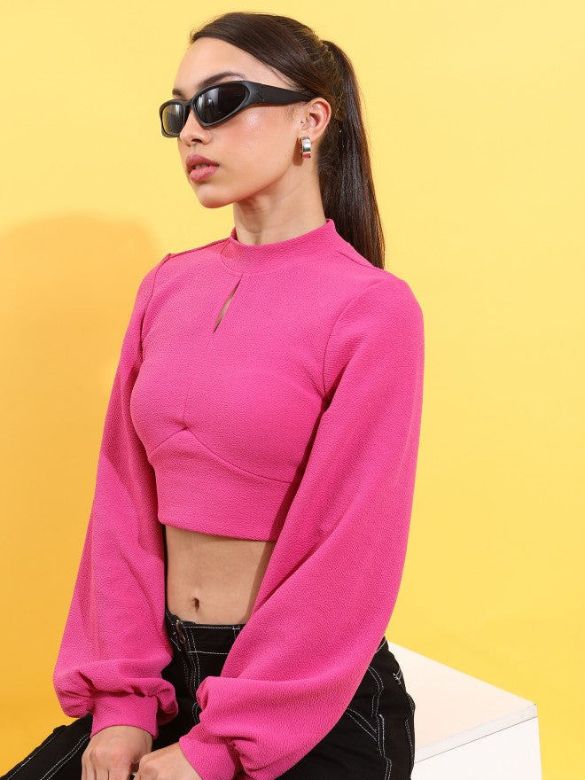 Tokyo Talkies Women Pink Solid Regular Top - Pink - Image 4