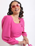 Tokyo Talkies Women Pink Solid Regular Top - Pink - Image 1
