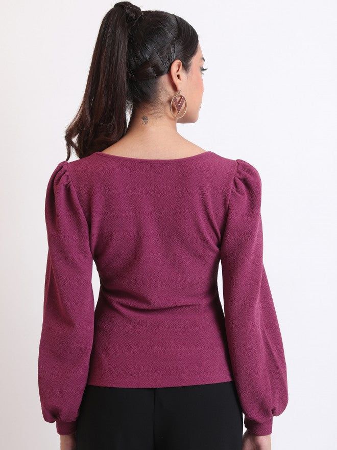 Tokyo Talkies Women Pink Solid Regular Top - Pink - Image 3