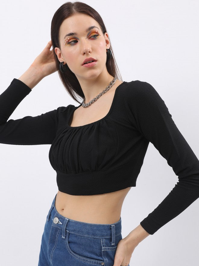 Tokyo Talkies Women Black Solid Regular Top - Black - Image 4
