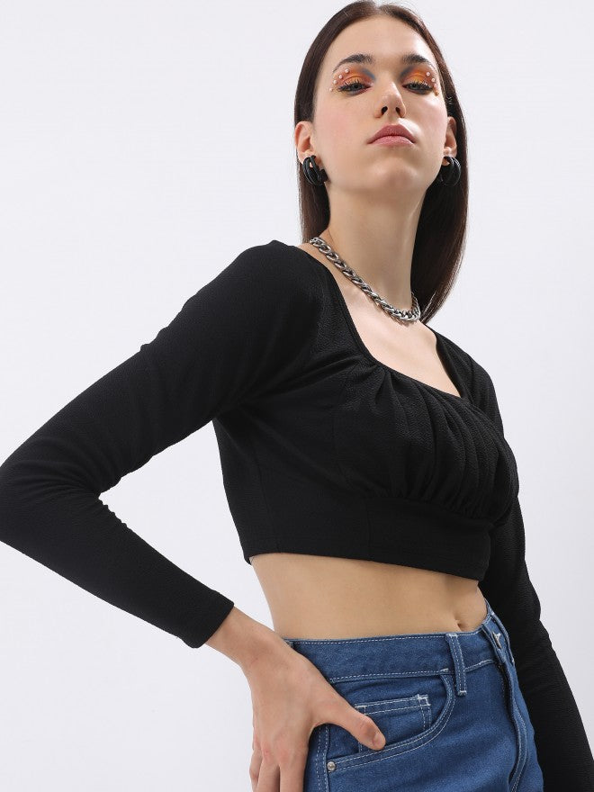 Tokyo Talkies Women Black Solid Regular Top - Black - Image 6