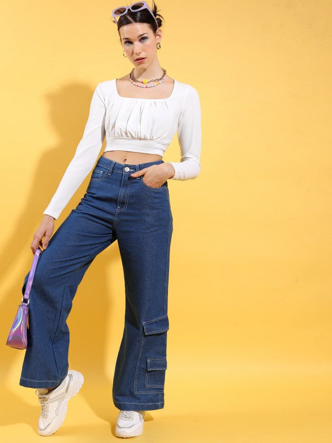 Tokyo Talkies Women White Solid Regular Top - White - Image 2