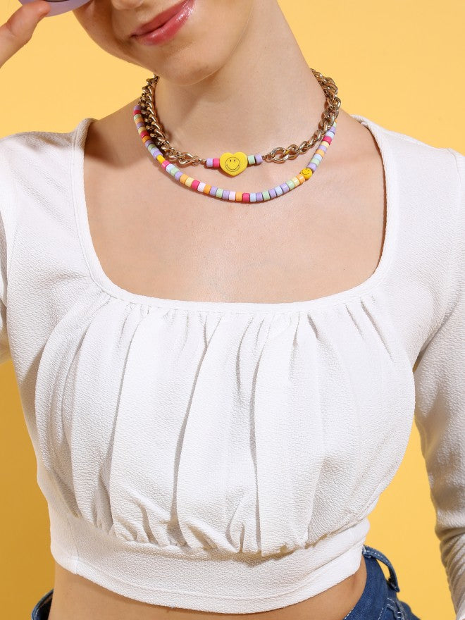 Tokyo Talkies Women White Solid Regular Top - White - Image 5