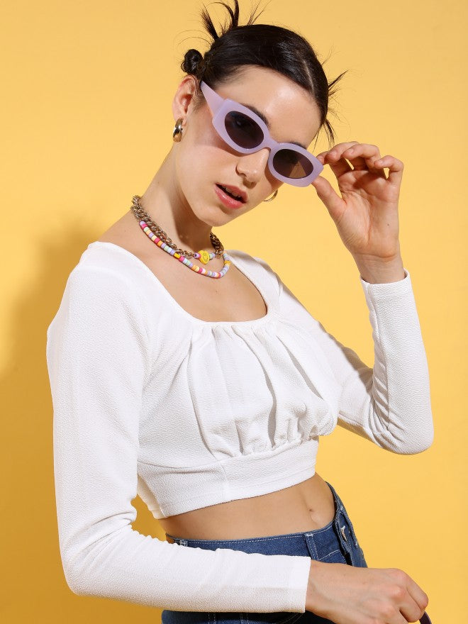 Tokyo Talkies Women White Solid Regular Top - White - Image 6