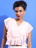 Tokyo Talkies Women Pink Striped Regular Top - Pink - Image 1