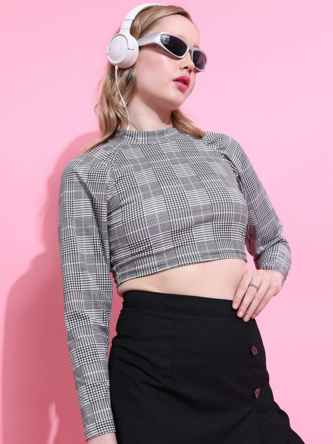 Tokyo Talkies Women Black Printed Fitted Top - Black - Image 6