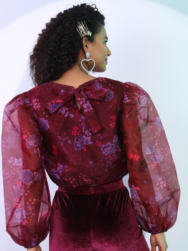 Tokyo Talkies Women Violet Printed Regular Top - Violet - Image 3