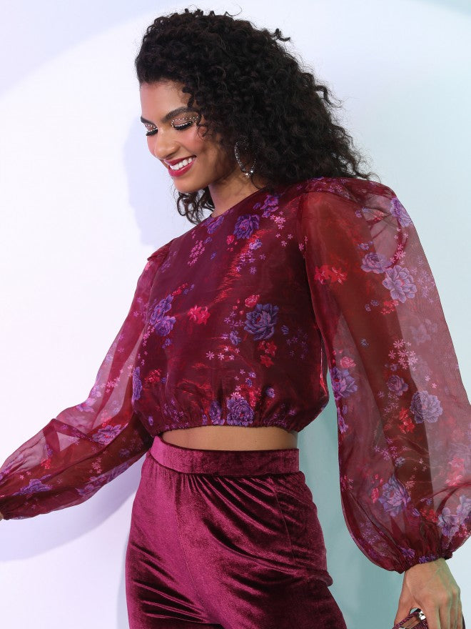 Tokyo Talkies Women Violet Printed Regular Top - Violet - Image 4