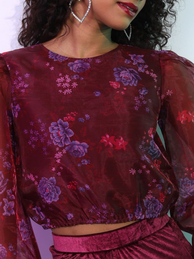 Tokyo Talkies Women Violet Printed Regular Top - Violet - Image 5