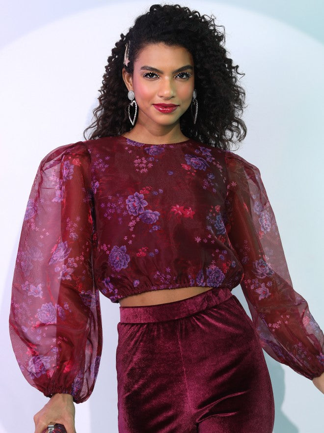 Tokyo Talkies Women Violet Printed Regular Top - Violet - Image 6
