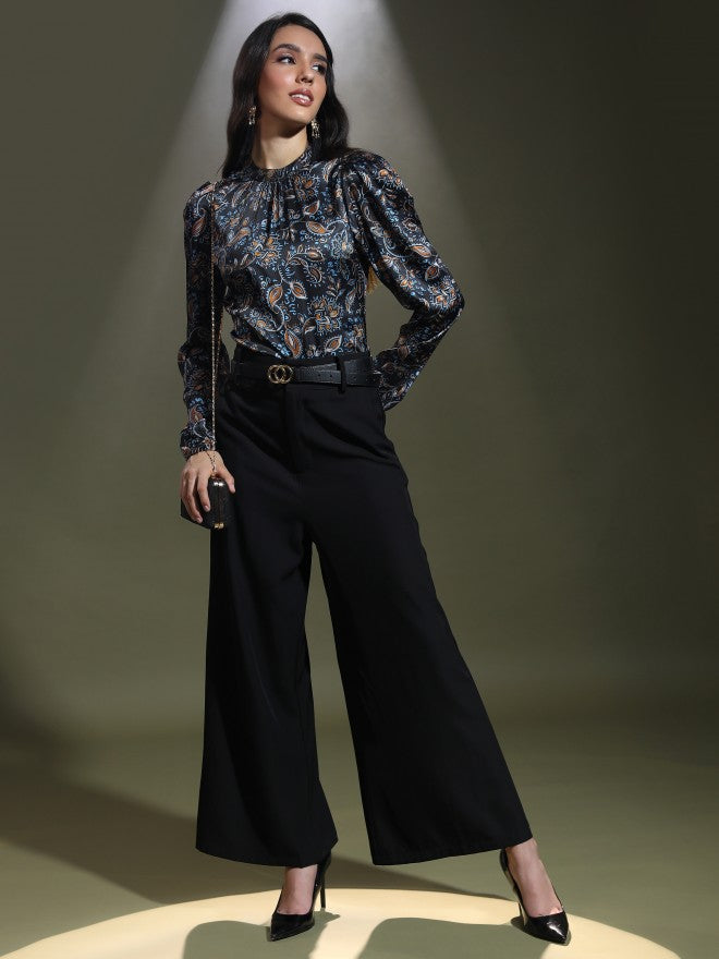 Tokyo Talkies Women Black Printed Regular Top - Black - Image 2
