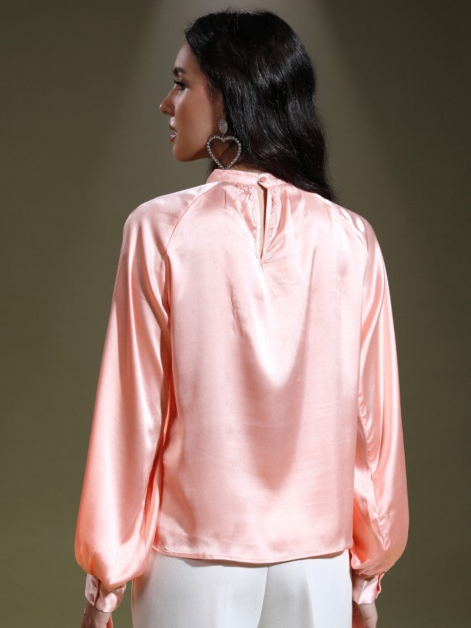 Tokyo Talkies Women Pink Solid Regular Top - Pink - Image 3