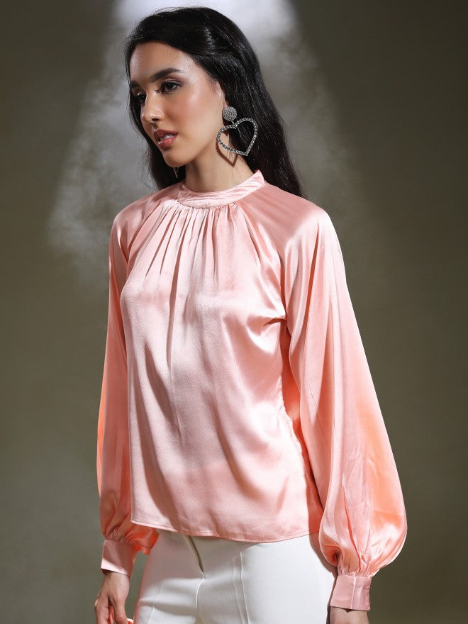 Tokyo Talkies Women Pink Solid Regular Top - Pink - Image 4